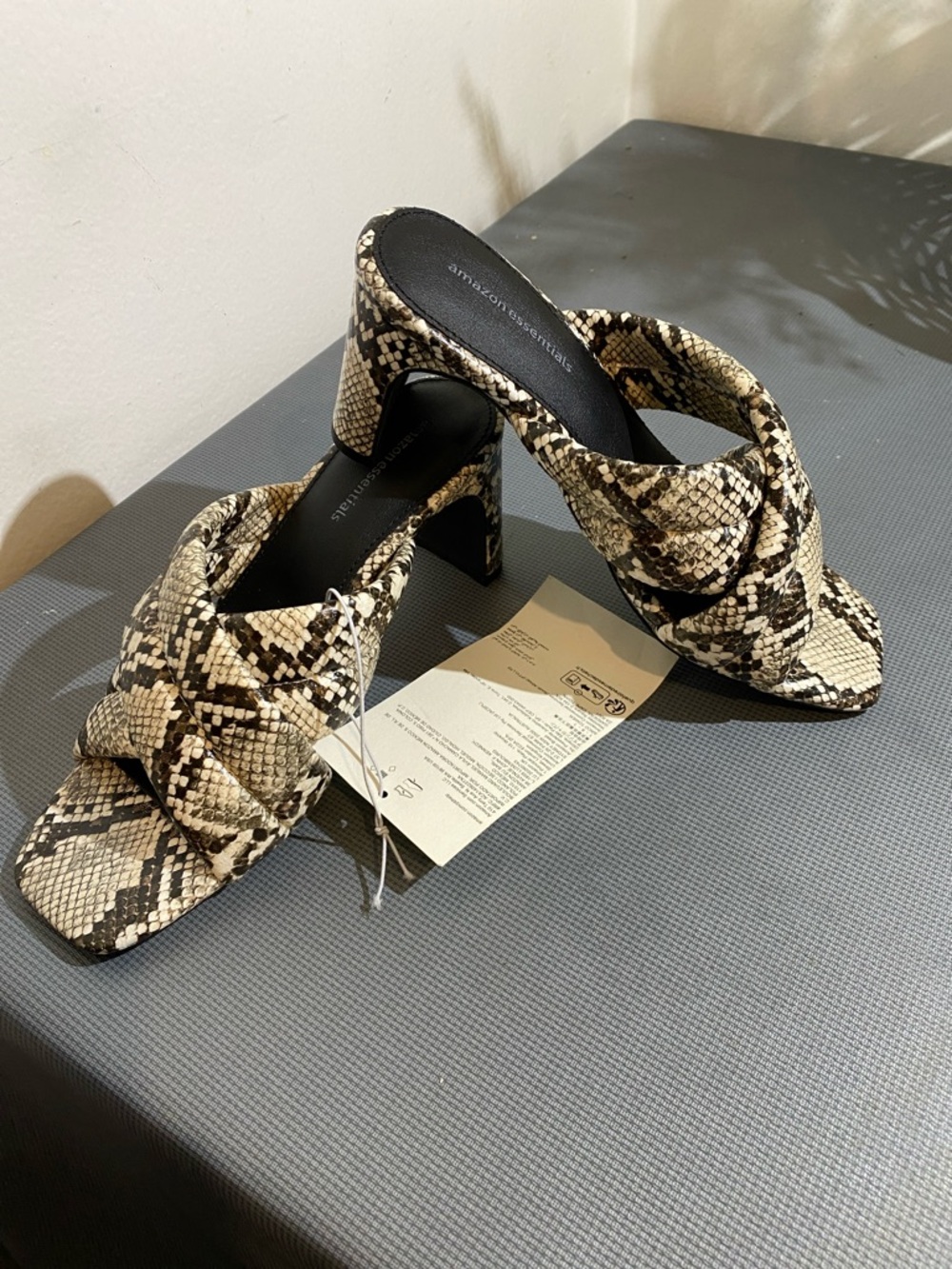 Amazon Essentials Snake-Print Crisscross Slide Mules - Black, Cream - Picture 2 of 6